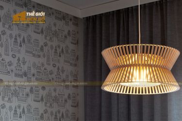 Thế giới đèn gỗ - Đèn gỗ trang trí trống đồng 2