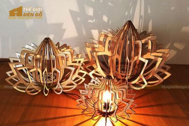 Thế Giới Đèn Gỗ - Đèn gỗ trang trí đài sen 2