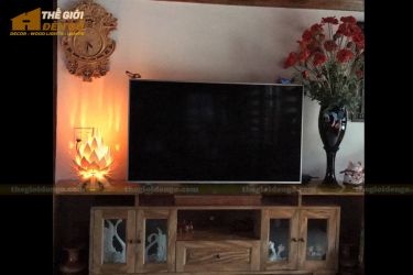 Thế Giới Đèn Gỗ - Đèn gỗ trang trí để bàn hoa quỳnh - 6