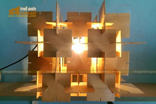 Thế giới đèn gỗ - Đèn gỗ trang trí ma trận vuông 2