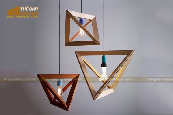 Thế giới đèn gỗ - Đèn gỗ trang trí tam giác đều 3