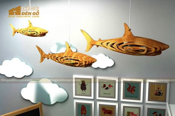 Thế Giới Đèn Gỗ - Đèn gỗ trang trí cá mập 5