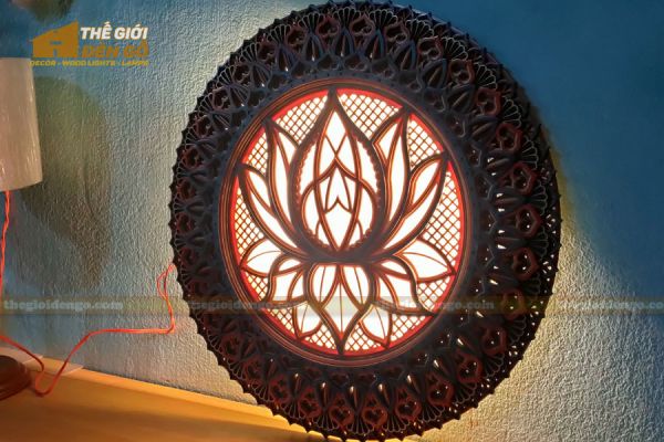 Thế Giới Đèn Gỗ - Đèn gỗ trang trí Mandala hoa sen 7