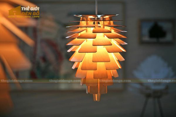 Thế giới đèn gỗ - Đèn gỗ trang trí quả thông 2